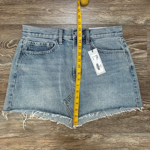 Just USA 90's Vintage Light Cotton Asymmetrical Hem Denim Mini Skirt Sz: L -NWT - Picture 4 of 9